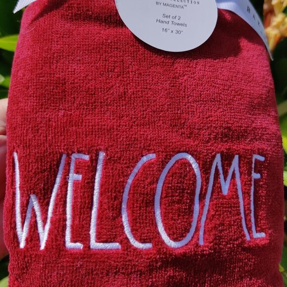 NWT - Rae Dunn “Welcome” Set of 2 Hand Towels - Picture 3 of 5